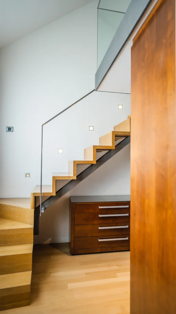Luxury suite staircase to the bed