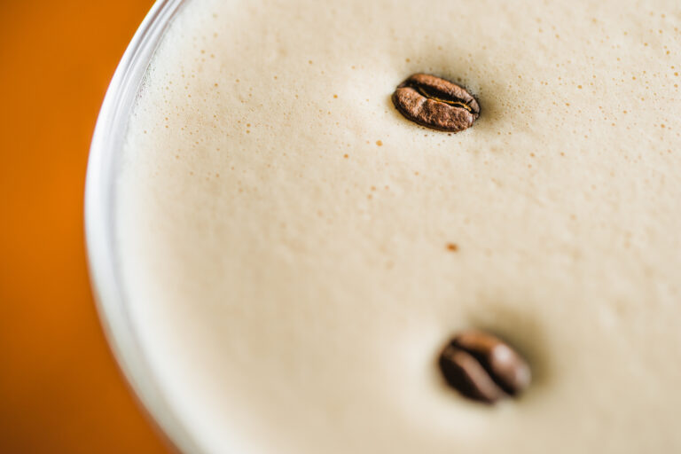 Artistic shot of an espresso martini