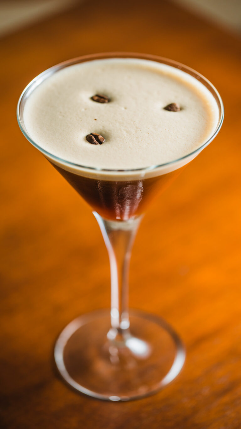 Artistic shot of an espresso martini