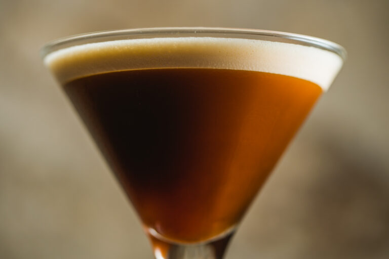 Artistic shot of an espresso martini