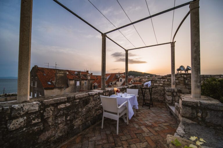 Gourmet meal for two with a view of the city