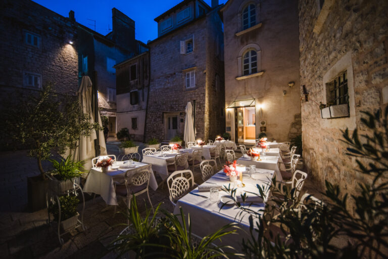 Hotel terrace at night