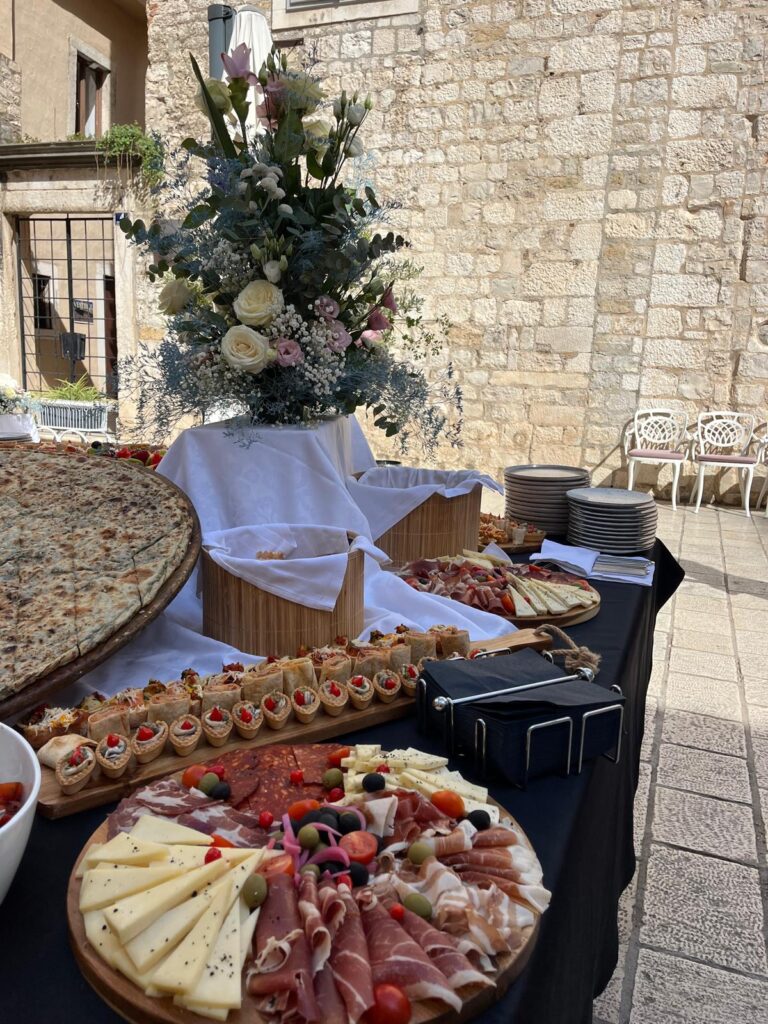 Wedding catering in front of the hotel