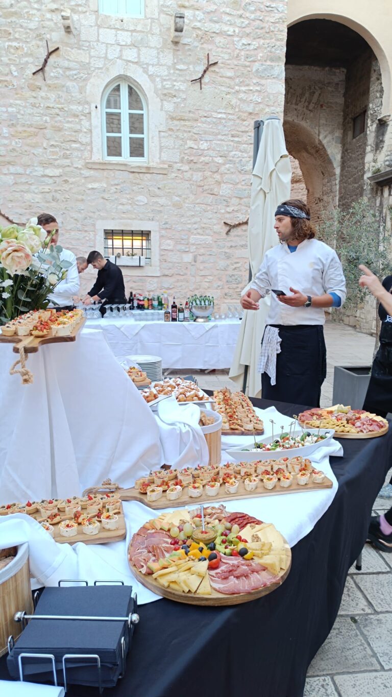 Wedding catering in front of the hotel