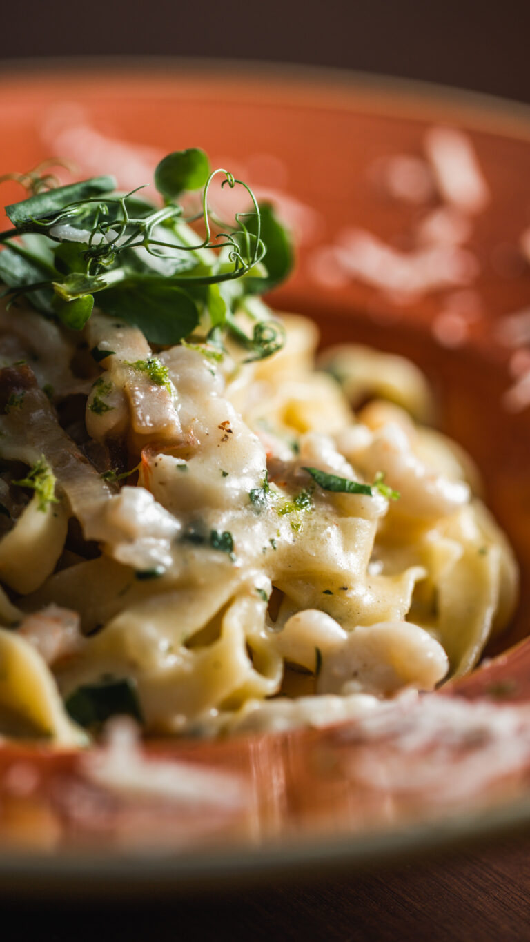 Homemade pasta with white truffle sauce