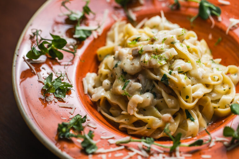 Homemade pasta with white truffle sauce