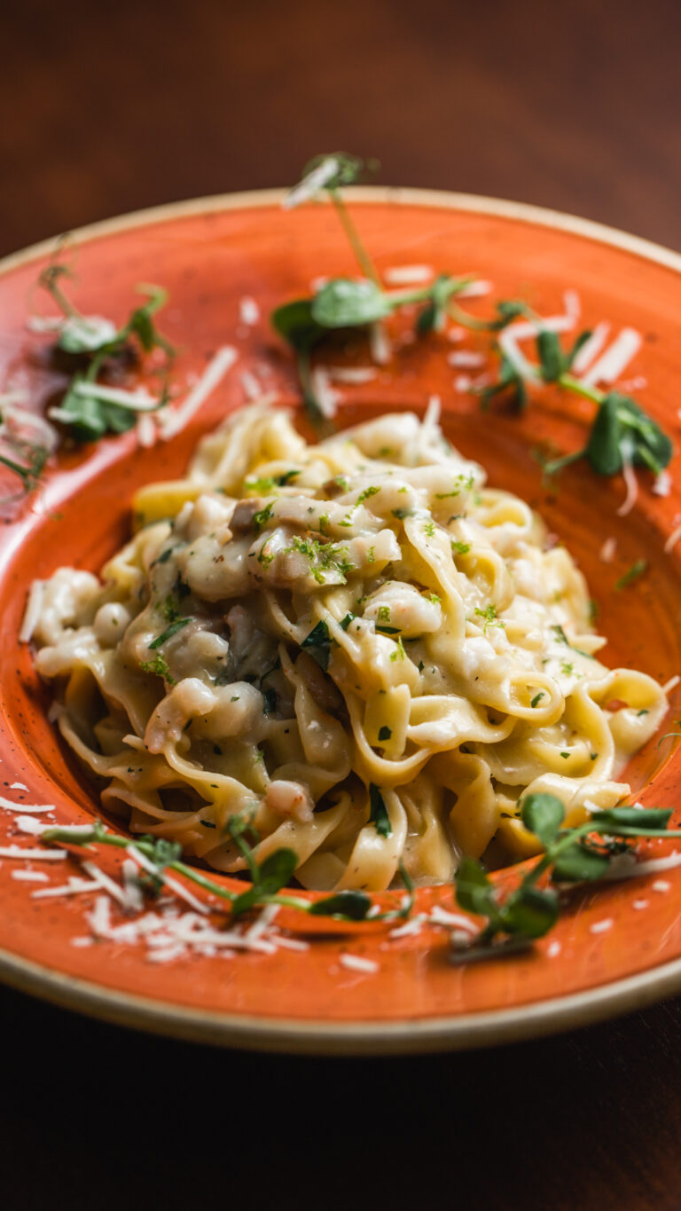 Homemade pasta with white truffle sauce