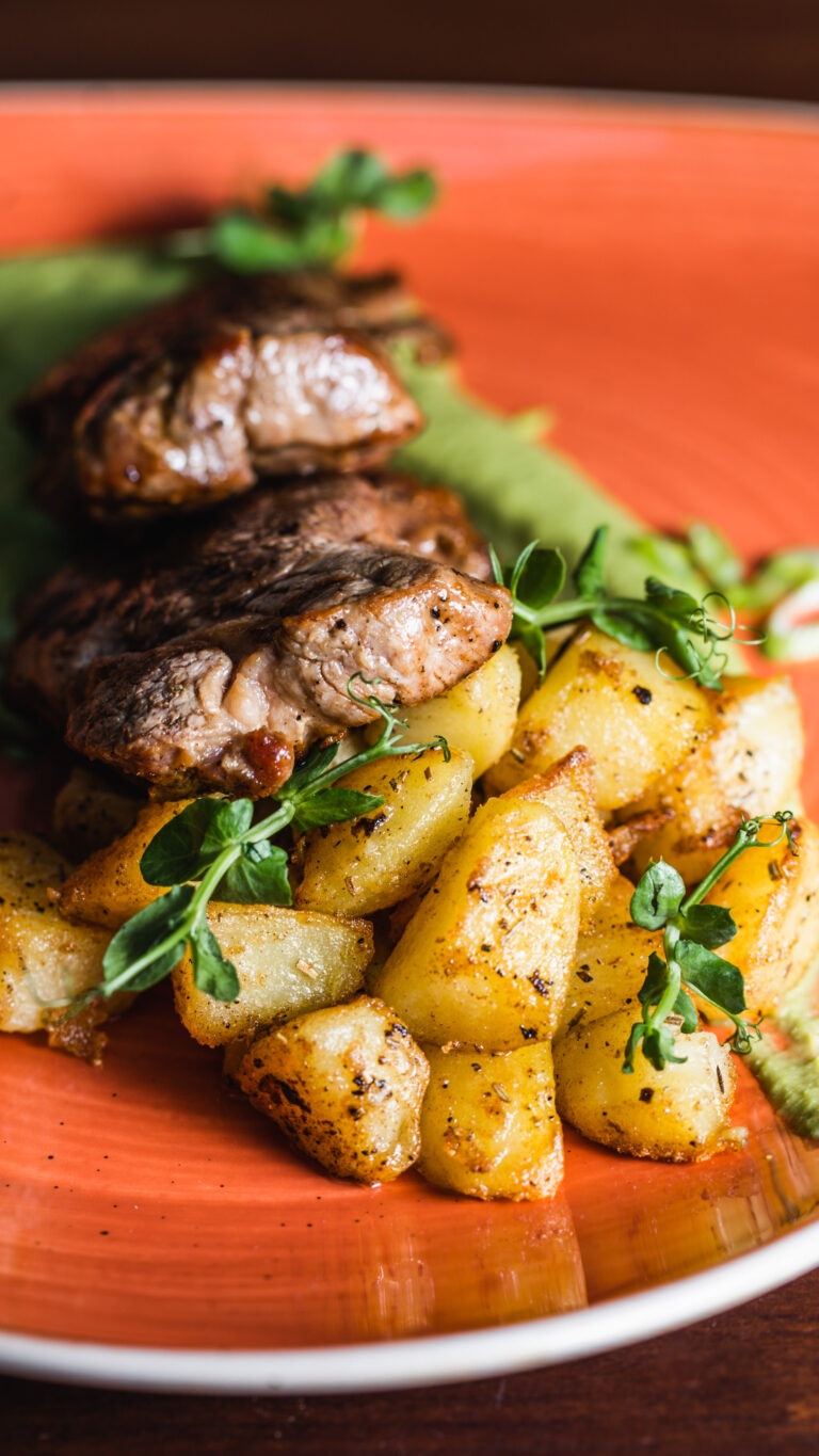Lamb leg steak with potatoes