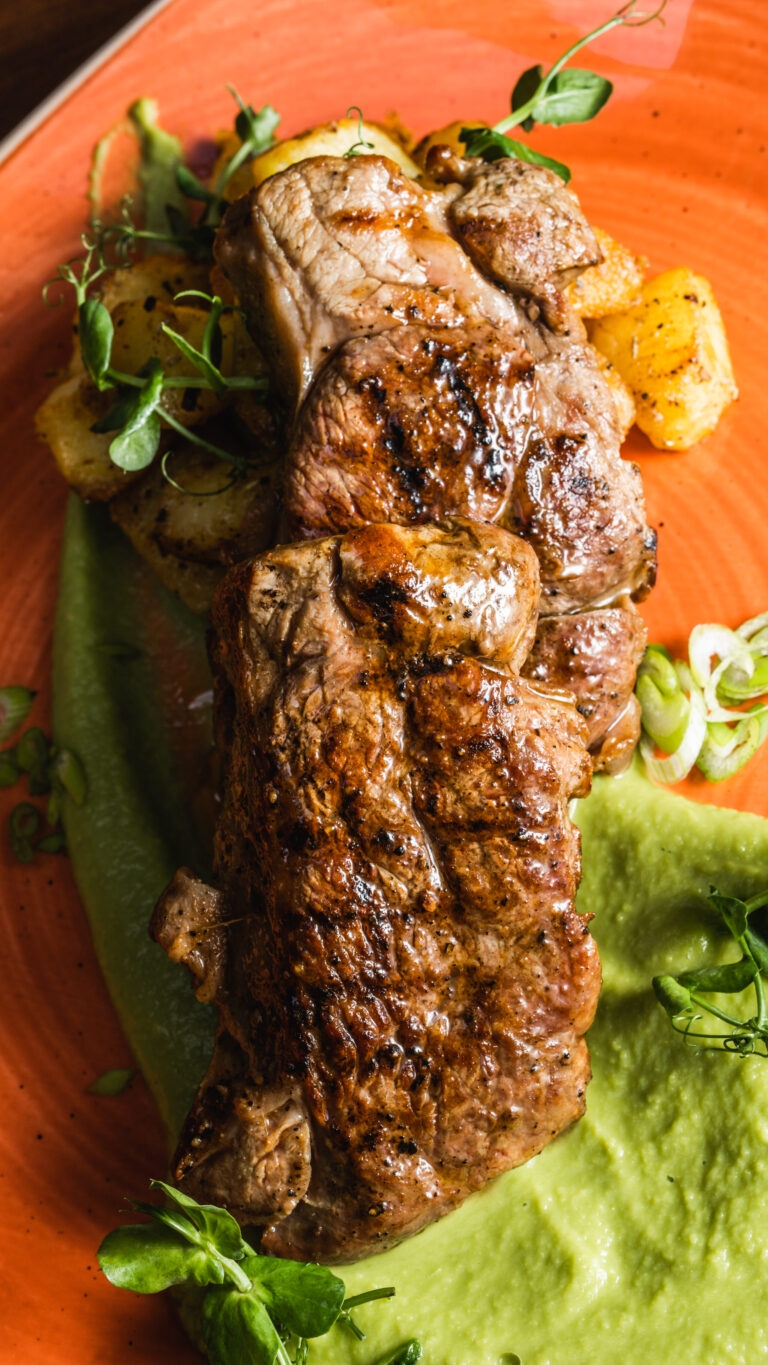 Lamb leg steak with potatoes