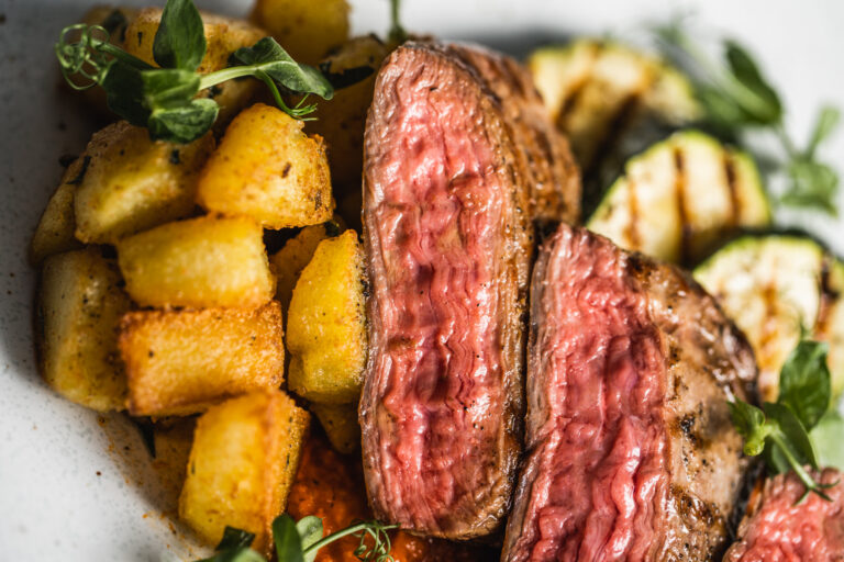 Rump steak with potatos and decor